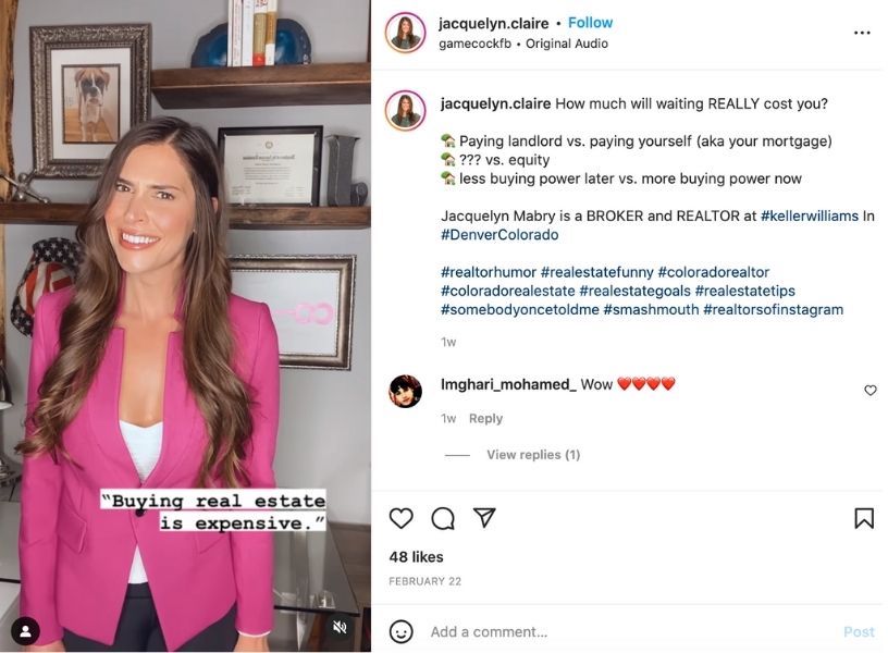 spring real estate marketing ideas - instagram reel example from real estate agent