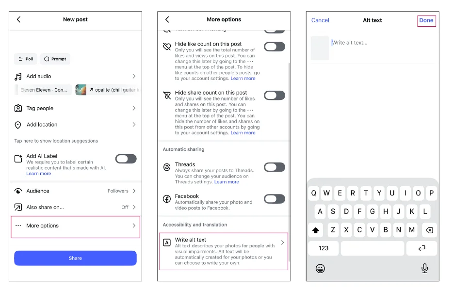 how to write alt text on instagram
