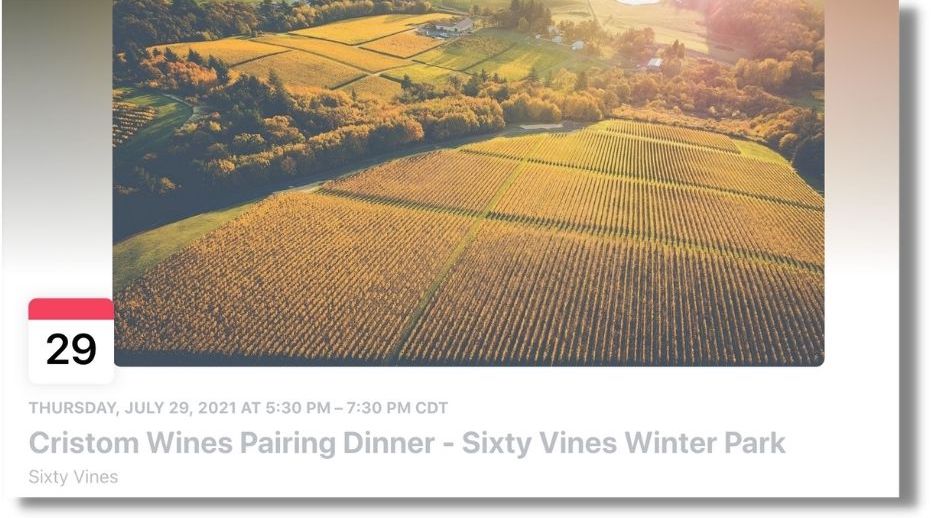 attraction marketing example - wine pairing event from restaurant