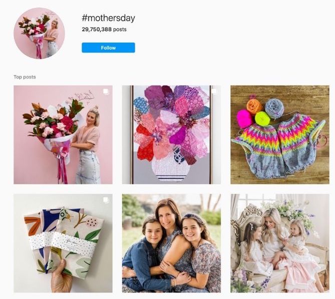 happy mothers day social media post tips - use mothers day hashtags