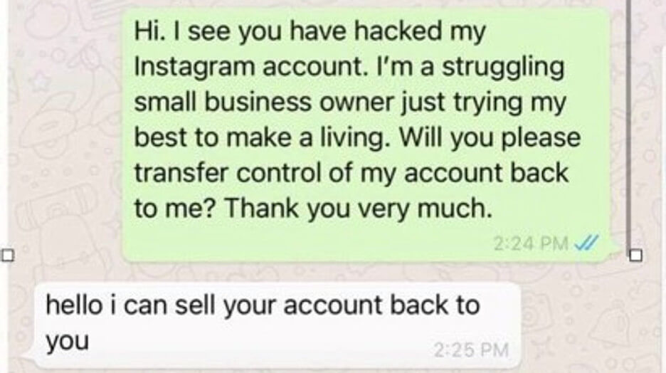 instagram hacker hold account ransom example