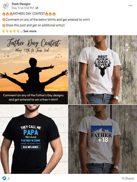happy fathers day social media posts - small business facebook contest for fathers day giveaway