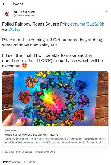 june social media holidays - pride month small business donation tweet