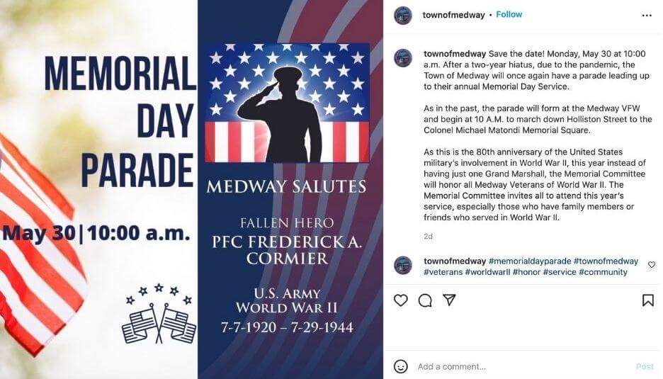 memorial day social media post example highlighting local event