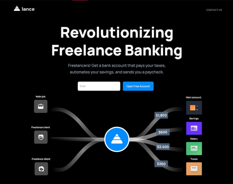 trigger words example - revolutionary on bank landing page