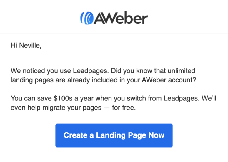 trigger words examples - save on landing page example from business