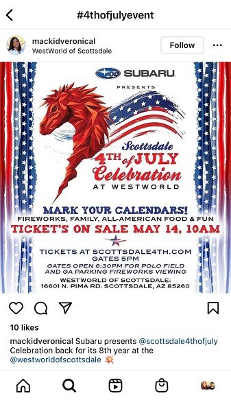 4th of july social media post - small business instagram promoting local 4th of july event