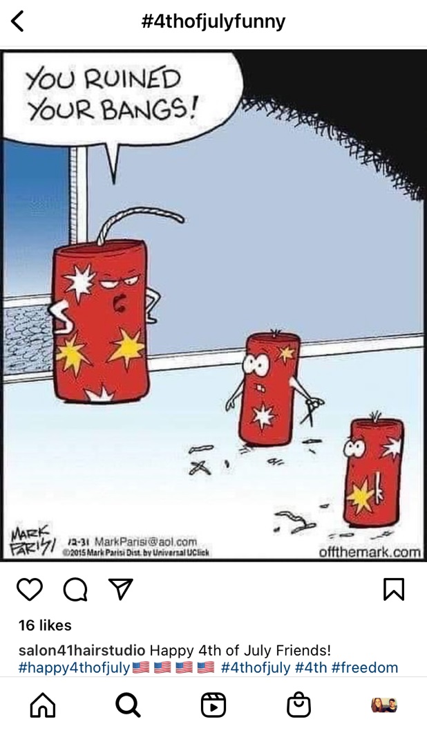 fourth of july social media posts - small business reposting funny fourth of july cartoon on instagram