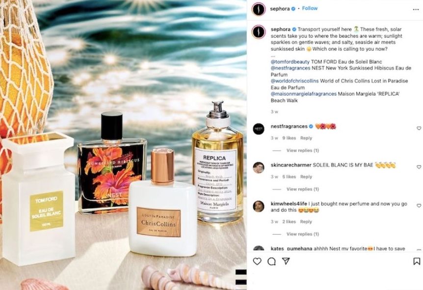 summer instagram caption product launch example from sephora