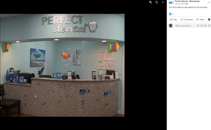 summer promotion ideas - example of a summer themed dental office being shared on facebook
