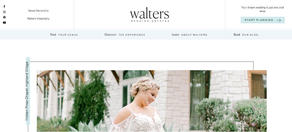wedding marketing - example of brand consistency on wedding venue website