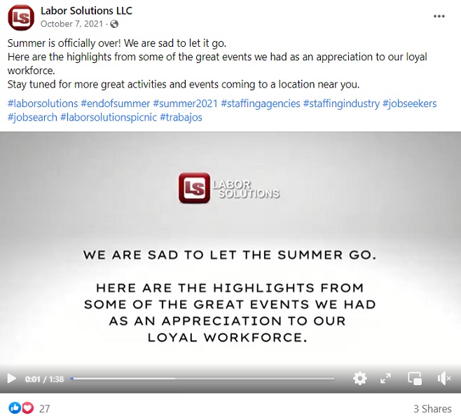 august social media post ideas - saying goodbye to summer with video recap from small business