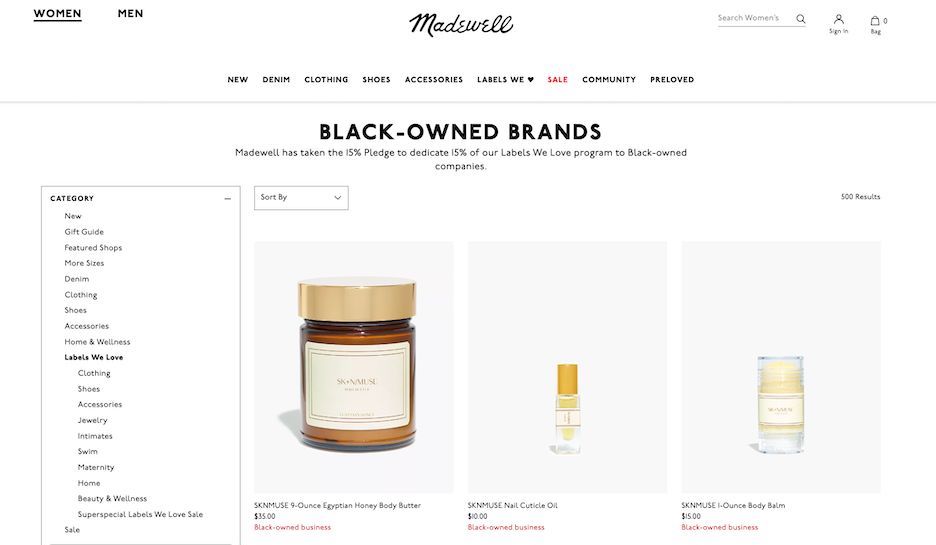 black business month - black-owned brands on madewell site
