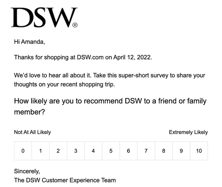 how to create brand purpose - ask for customer feedback - example from dsw