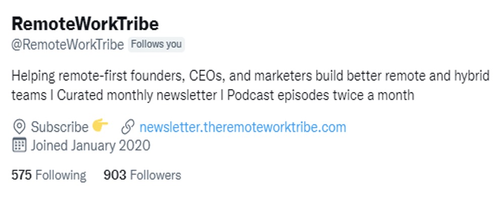 how to get more twitter followers - accessible twitter handle example remoteworktribe