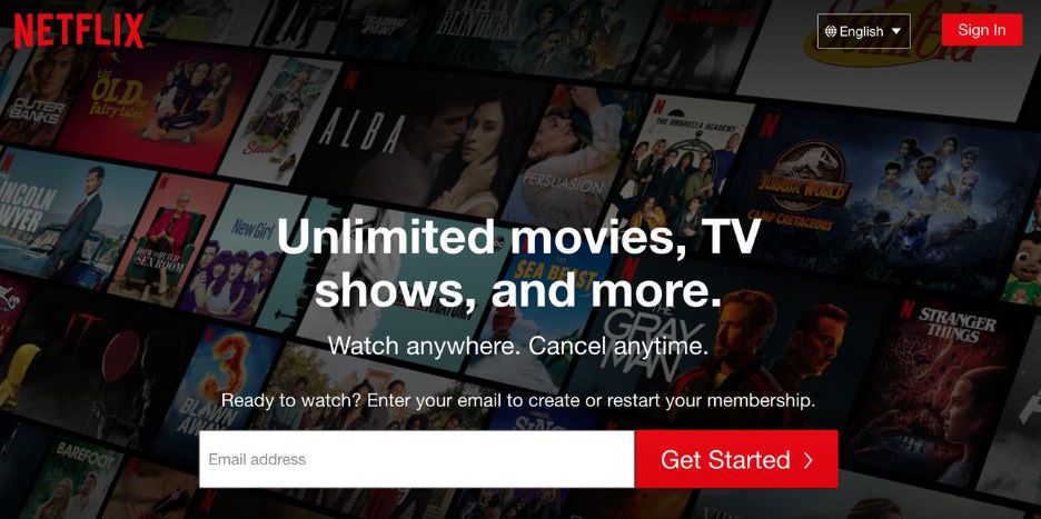 netflix homepage makes its social media funnel easy to complete
