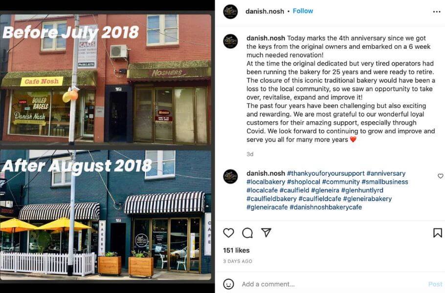 why support local businesses - thank you from local business on instagram