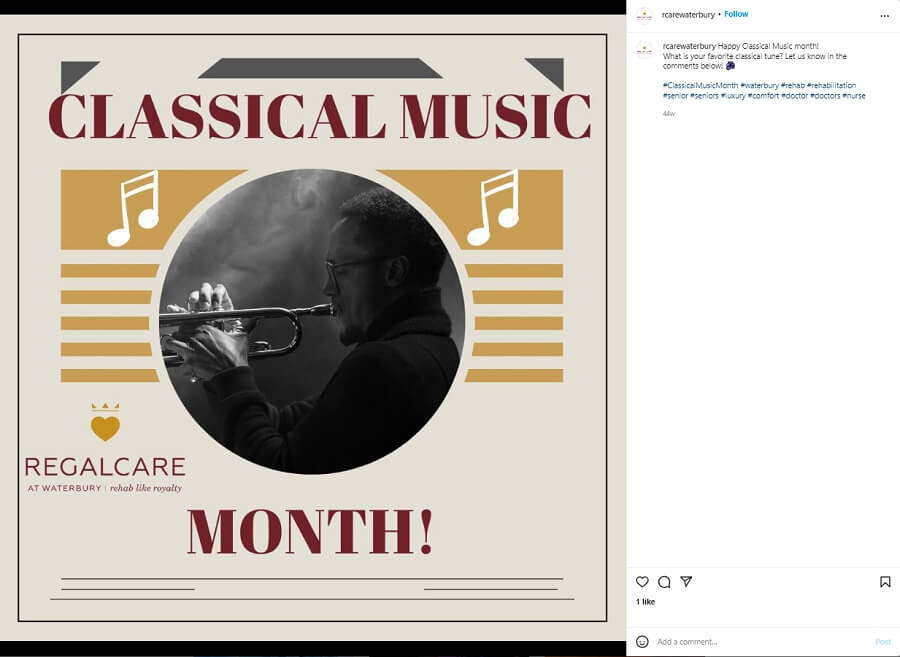 social media holidays - classical music month small business instagram post