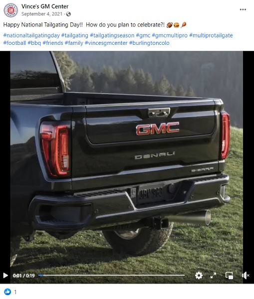 september social media holiday - tailgate day facebook post from small business 