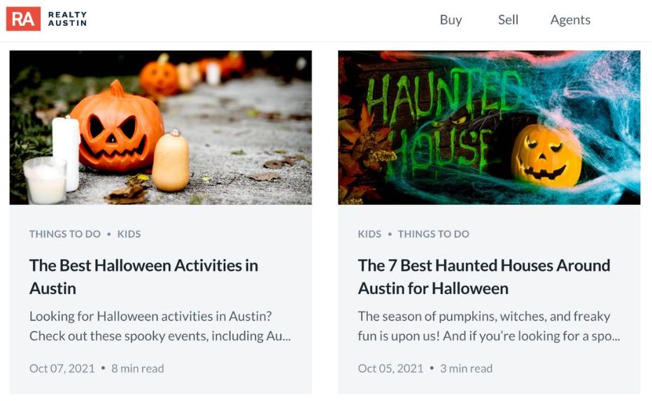 fall real estate marketing ideas - halloween blog content from austin realtor