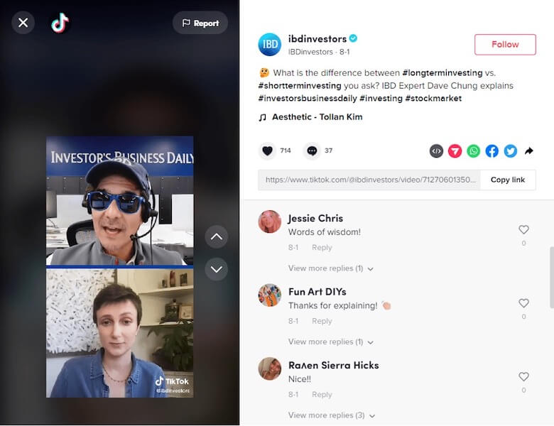 example of educational tiktok content from Investor’s Business Daily (@ibdinvestors) 