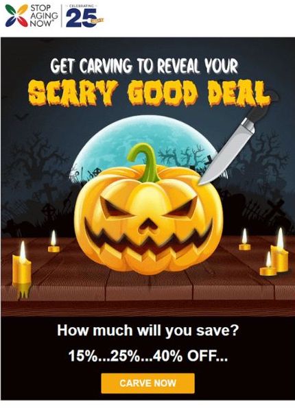 holiday email marketing example for halloween with pumpkin email design