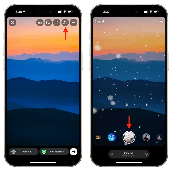 Instagram Story ideas - filter example