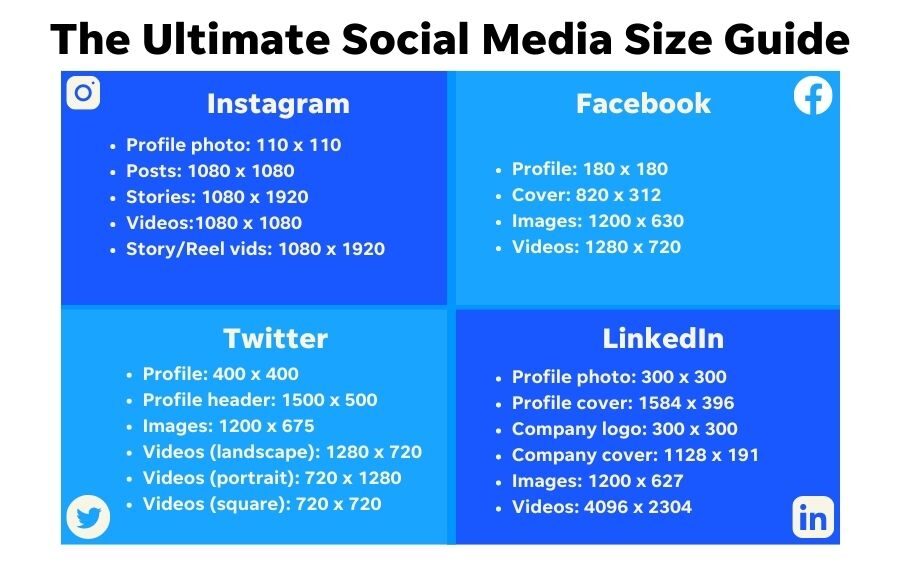 social media mistakes - size guide chart