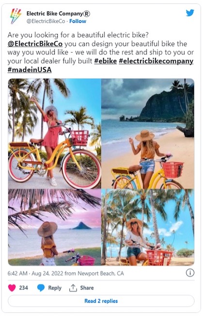 engaging posts on social media twitter example from electric bike company