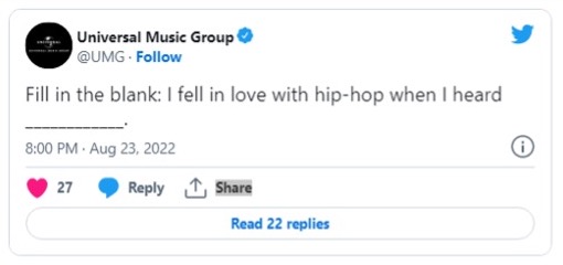 engaging posts on social media twitter example from universal music group