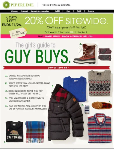 Holiday email subject lines -Piper Lime email