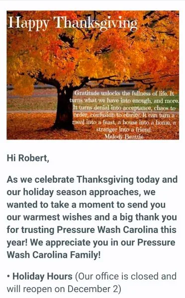 Holiday email subject lines - Thanksgiving email