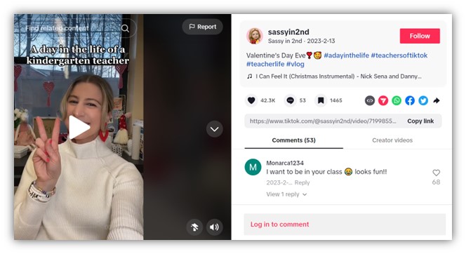 valentines day social media posts - tiktok of a day in the life of a business on valentines day