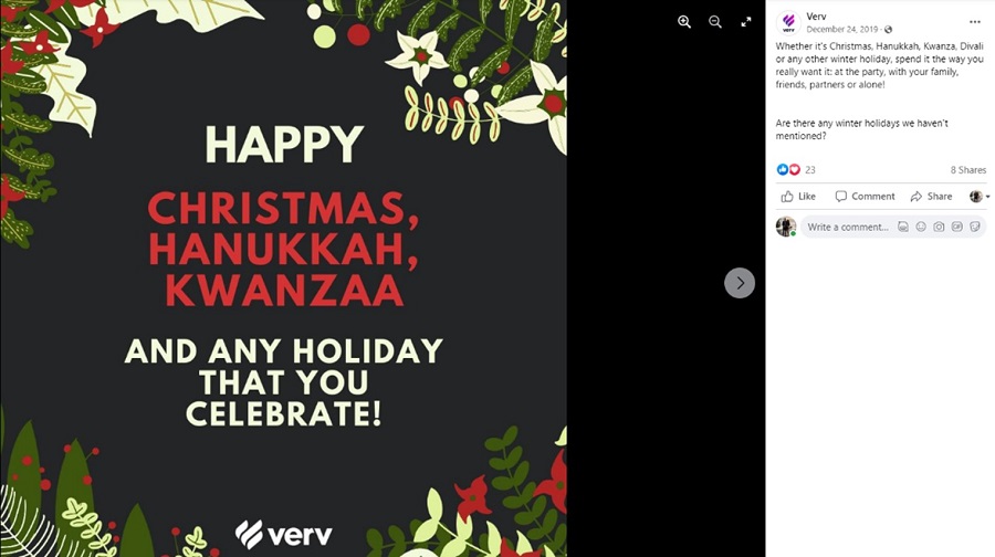 christmas social media posts - diverse and inclusive holiday facebook post example