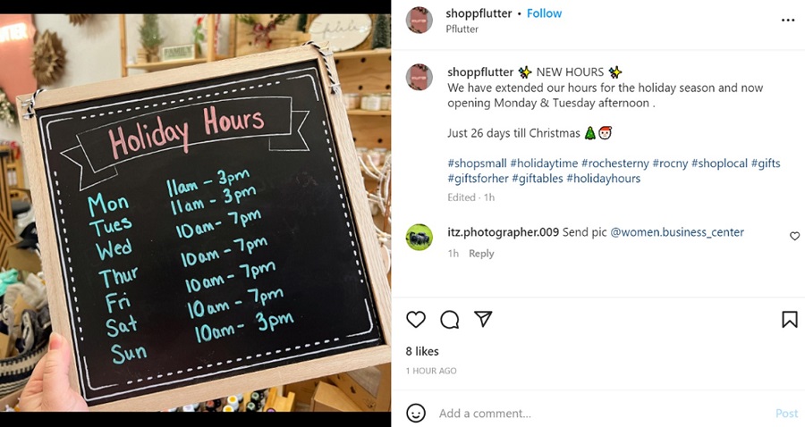 christmas social media posts - updates post instagram example