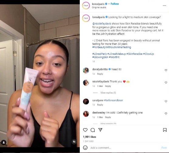 engaging posts on social media instagram example from loreal