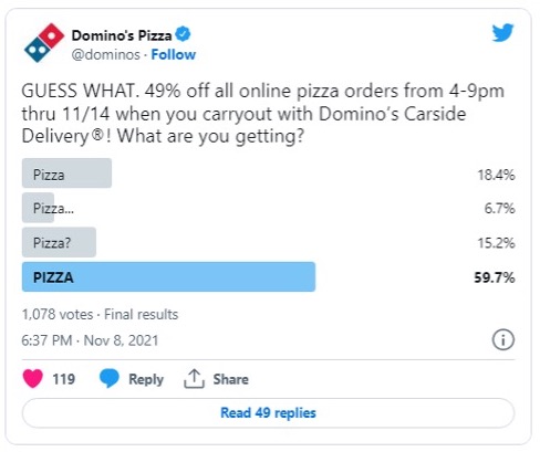engaging posts on social media twitter example from dominos
