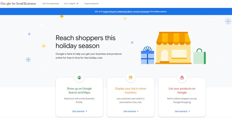 free holiday marketing resources - google holiday hub homepage screenshot