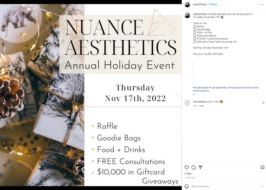 holiday instagram post ideas - events example