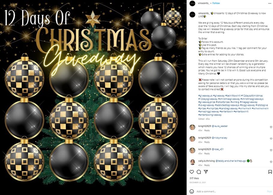 holiday hashtag - holiday instagram giveaway screenshot