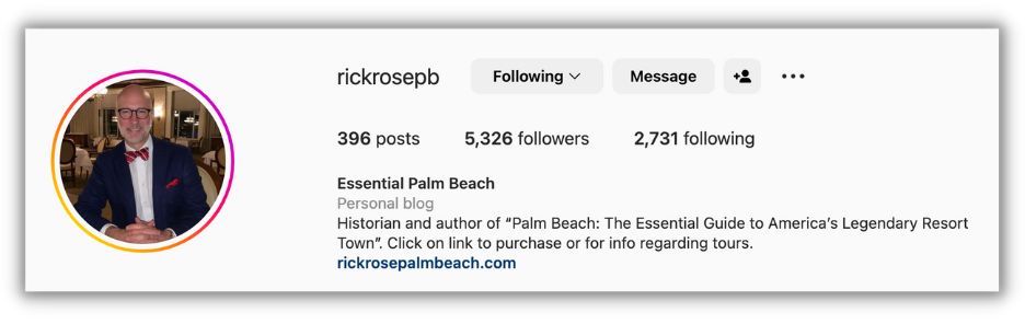 instagram bio example rick rose author