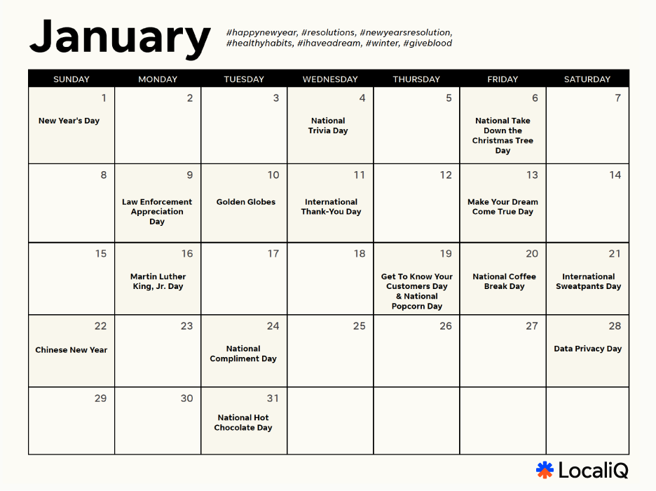january 2023 social media calendar