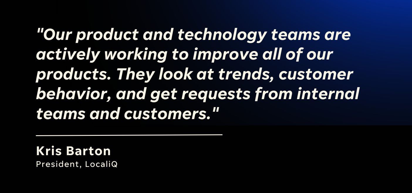 quote from kris barton about product development process at localiq
