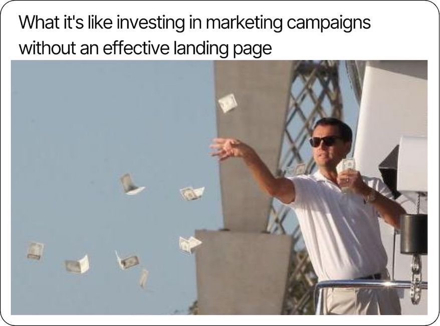 landing page meme - leo dicaprio throwing money into the ocean