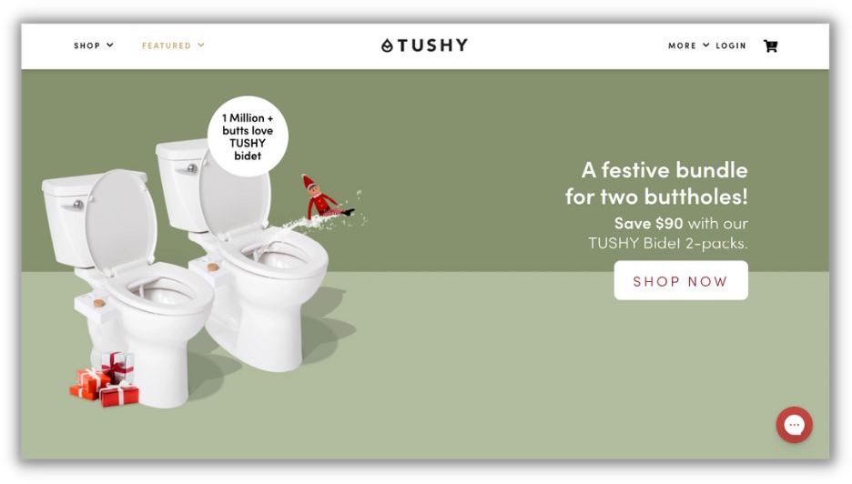 landing page example from tushy