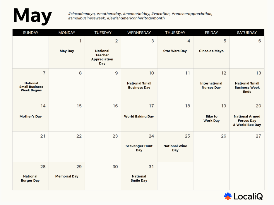 may social media holidays calendar