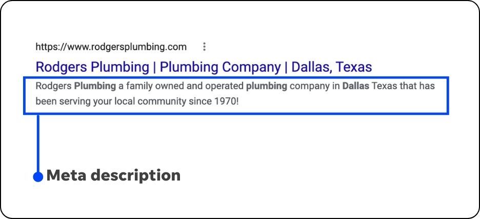 example of a good meta tag for plumber