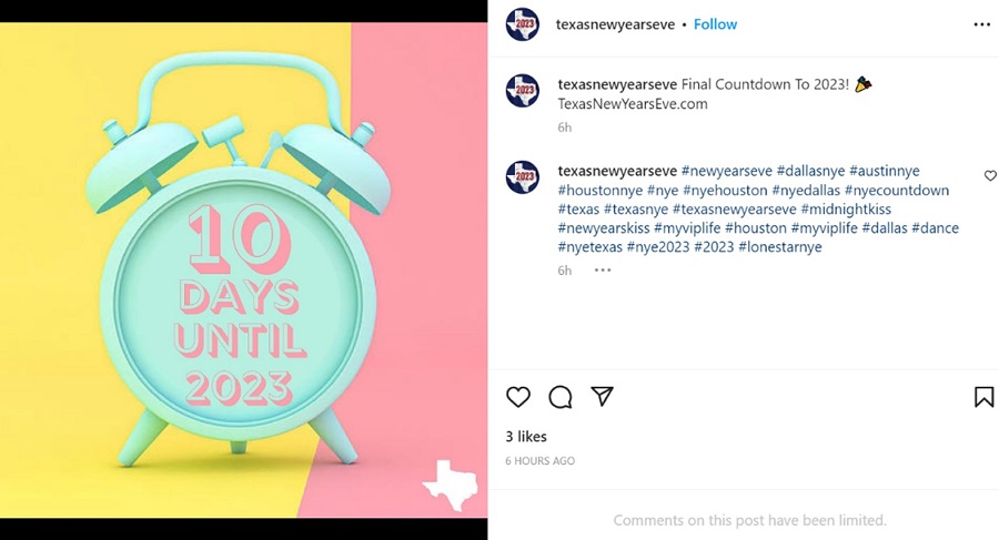 new years social media posts - countdown example post