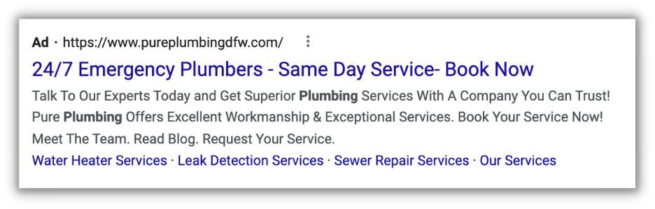 plumbing ad copy using customer data 