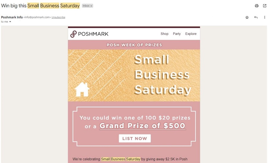 small business saturday 2022 - small business saturday email example